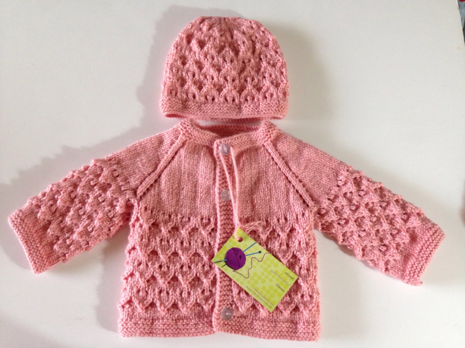 Hand Knitted Baby Sweater Cardigan and Hat Set 0-3 Months Old - Etsy