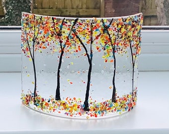 Fused  Glass Rainbow Tree Bend