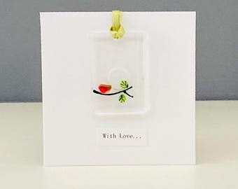 Fused Glass Robin Hanging Card