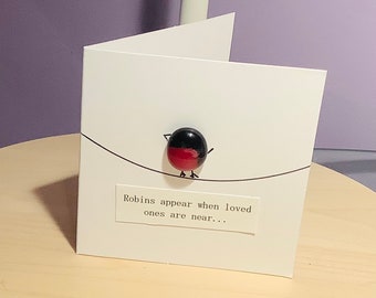 Fused Glass Greeting Card - Robin