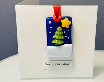 Fused Glass Tree Hanging Christmas Card