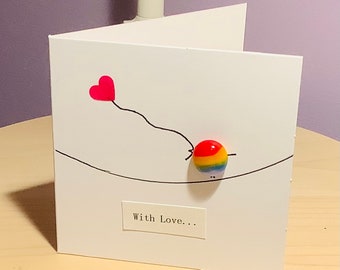 Fused Glass Greeting Card -  With Love