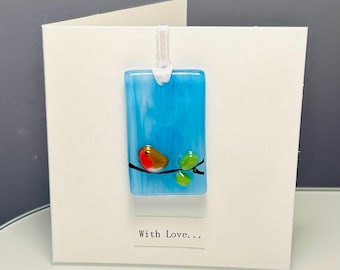 Fused Glass Robin Hanging Card