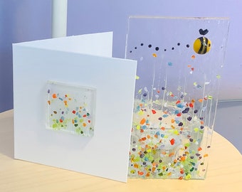 Fused Glass  Rainbow Tealight & Card