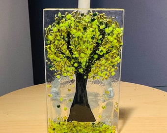 Fused Glass  Tree Tealight Holder - Summer