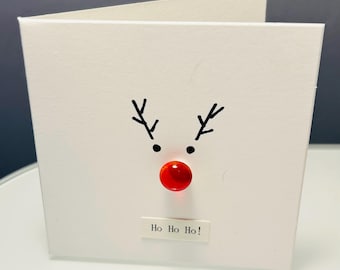 Fused Glass Rudolph  2 Christmas Card