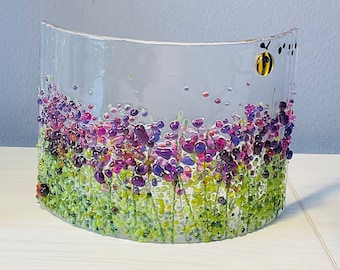 Fused  Glass  Pink & Purple Meadow Arch