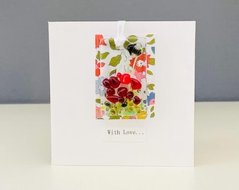 Fused Glass Poppies Meadow Hanging Card