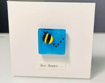 Fused Glass Greeting Card - Bee