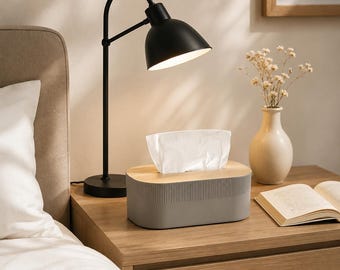Couvercle de boîte à mouchoirs moderne avec couvercle en bois, grand support de mouchoirs en papier pour salle de bain, chambre, salon et décoration de bureau