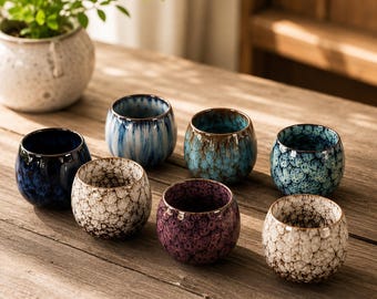 Taza de té de cerámica japonesa, taza de espresso de porcelana esmaltada al horno, vajilla rústica para sake.