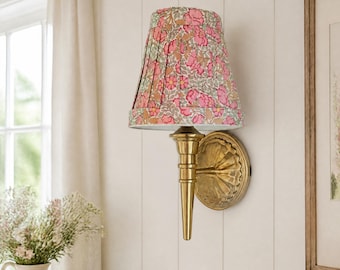 Coral Cottage Lampshade | Handmade Floral Clip On Lamp Shade | English Cottage Decor | Small Accent Lamp Shade