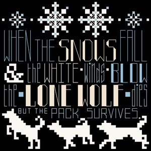 Night Gathers, Valar Morghulis, &amp; Lone Wolf Bundle - PDF Cross-stitch ...