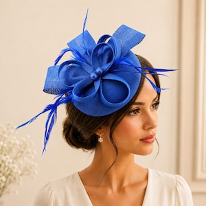 royal blue dress hat Royal Blue Fascinator, Tea Party Hat, Church Hat, Kentucky Derby Hat,  The  Hat Hive