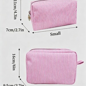 Custom Embroidered Striped Cosmetic Bag, Personalized Travel Makeup Pouch, Bridesmaid Proposal Gift,Candy Color Toiletry Organizer for Women image 6