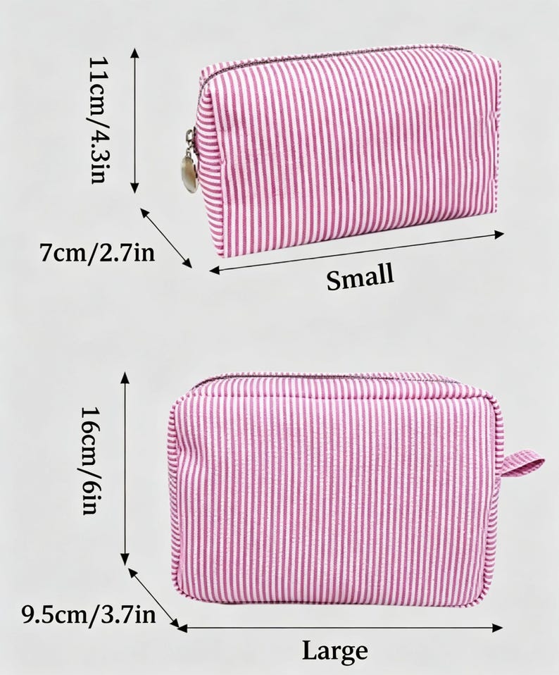 Custom Embroidered Striped Cosmetic Bag, Personalized Travel Makeup Pouch, Bridesmaid Proposal Gift,Candy Color Toiletry Organizer for Women image 6
