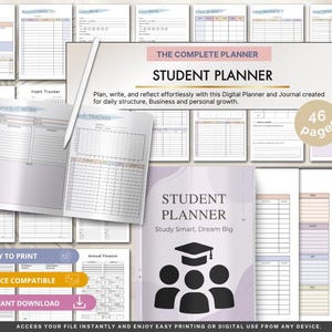 Student Planner Printable, Academic Planner, School Planner, Study Planner, Homework Tracker, College Planner PDF