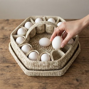 Crochet Hexagon Egg Basket Pattern PDF, Easter Egg Holder Crochet, Reusable Egg Holder Crochet, Hexagon Storage Basket, Hexagon Egg Basket