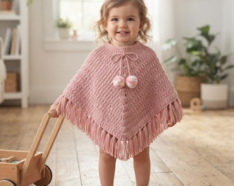 Crochet Baby Poncho Pattern, Easy 3–12 Month Crochet Poncho, Fringed Baby Poncho Pattern, Baby Poncho PDF Pattern, Infant Capelet PDF