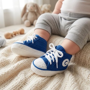 Modèle PDF de baskets pour bébé au crochet, modèle au crochet de chaussures montantes pour bébé, modèle de chaussures pour bébé style baskets PDF, modèle de chaussures pour bébé adorable.