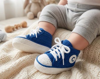 Crochet Baby Sneaker Pattern PDF, High Top Baby Shoe Crochet Pattern, Sneaker Style Baby Shoes PDF, Adorable Infant Shoe Pattern.