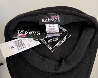 Vintage schwarze Kangol-Baskenmütze aus Wolle 504, Modell 0397BC, Wolle 504
