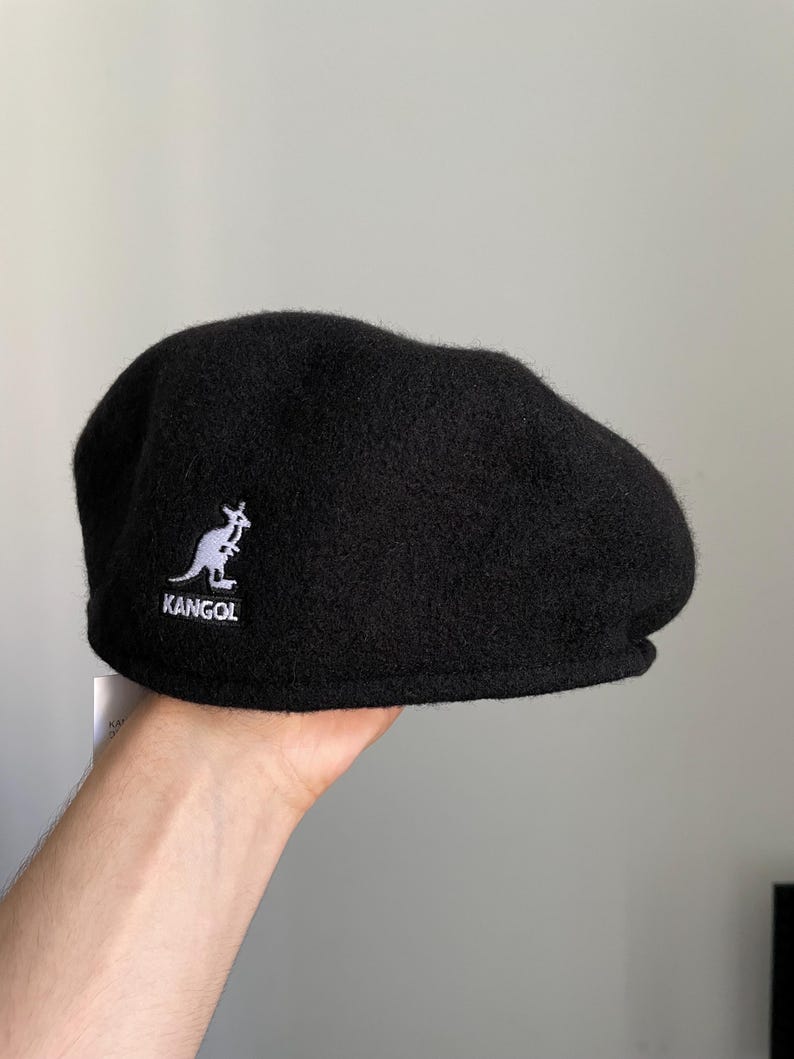 Vintage black kangol beret wool 504, model 0397BC wool 504 image 2