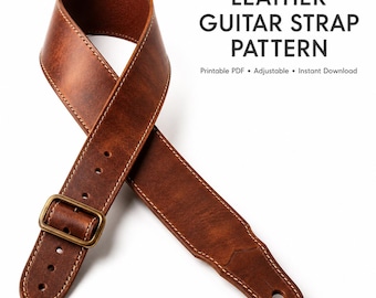 Patrón Correa Guitarra Cuero PDF – Plantilla DIY Ajustable | Principiante Artesanía Cuero Descarga Instantánea