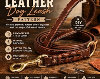 Patrón PDF de Correa de Cuero para Perro, Plantilla DIY de Correa de Cuero, Patrón Imprimible, Descarga Digital Leathercraft
