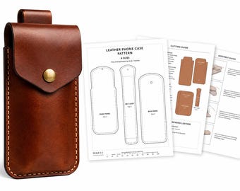 Patrón de Funda de Cuero para Teléfono PDF | Plantilla de Bolsa para Smartphone DIY | 4 Tamaños | Descarga Instantánea
