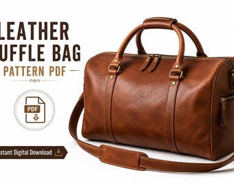 Patrón Bolsa de Viaje de Cuero PDF | Plantilla Weekender DIY | Patrón de Cuero Imprimible a Tamaño Real | A4 y US Letter