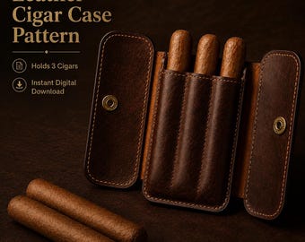 Patrón PDF de Estuche para Puros de Cuero | Estuche DIY para 3 Puros, Patrón de Marroquinería, Descarga Digital Instantánea