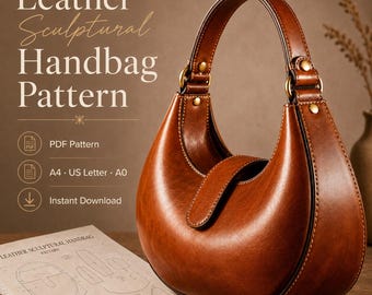 Patrón Bolso Escultural de Cuero PDF | Plantilla Bolso Curvo Moderno | Descarga Digital