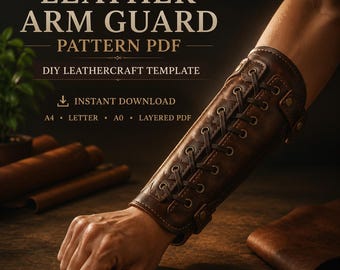 Patrón de Brazal de Cuero PDF | Brazal para Tiro con Arco | Protector de Muñeca de Cuero DIY | Patrón Imprimible para Marroquinería