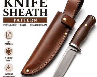 Patrón Funda Cuchillo Cuero PDF – Plantilla DIY Funda Hoja | Principiante Marroquinería | Descarga Instantánea