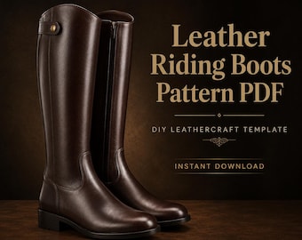 Patrón de Botas de Equitación en Cuero PDF | Plantilla de Botas Ecuestres | Patrón de Marroquinería Imprimible | Descarga Instantánea