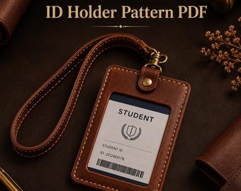 Cartamodello PDF Porta Badge Studente in Pelle | Porta Tessera Scolastica | Pattern Leathercraft Stampabile | Download Istantaneo