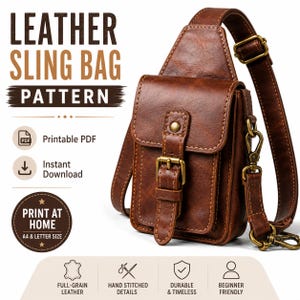 Leather Sling Bag Pattern PDF | DIY Crossbody Body Bag Template | Beginner Leathercraft Instant Download