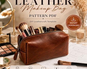 Patrón de Neceser de Cuero PDF | Plantilla DIY Bolsa Cosmética (Descarga Digital)