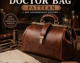 Patrón Bolso Médico de Cuero PDF | Plantilla Vintage para Imprimir | Patrón de Marroquinería | A4 y US Letter | Descarga Digital