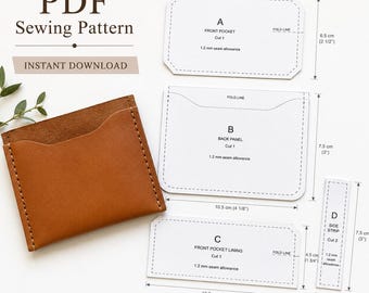 Patrón PDF Tarjetero de Cuero | Plantilla Cartera Slim | DIY Tarjetero Minimalista | Descarga Inmediata