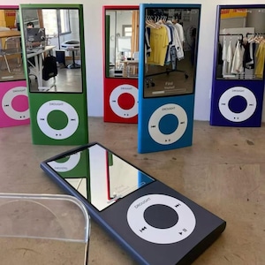 Riesiger Retro iPod Spiegel, Dekorative Wandkunst, MDF Holzrahmen, bruchsicherer Acrylspiegel