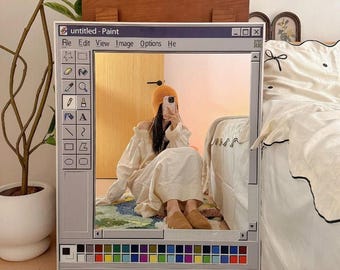 Ms Paint Mirror, Retro Windows Paint Inspired Mirror, Nostalgic Aesthetic Decor, Handmade Pixel Mirror, Retro Computer Interface Wall Decor