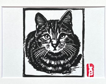 Impression linogravure chat minou Felis cattus - Pets Collections