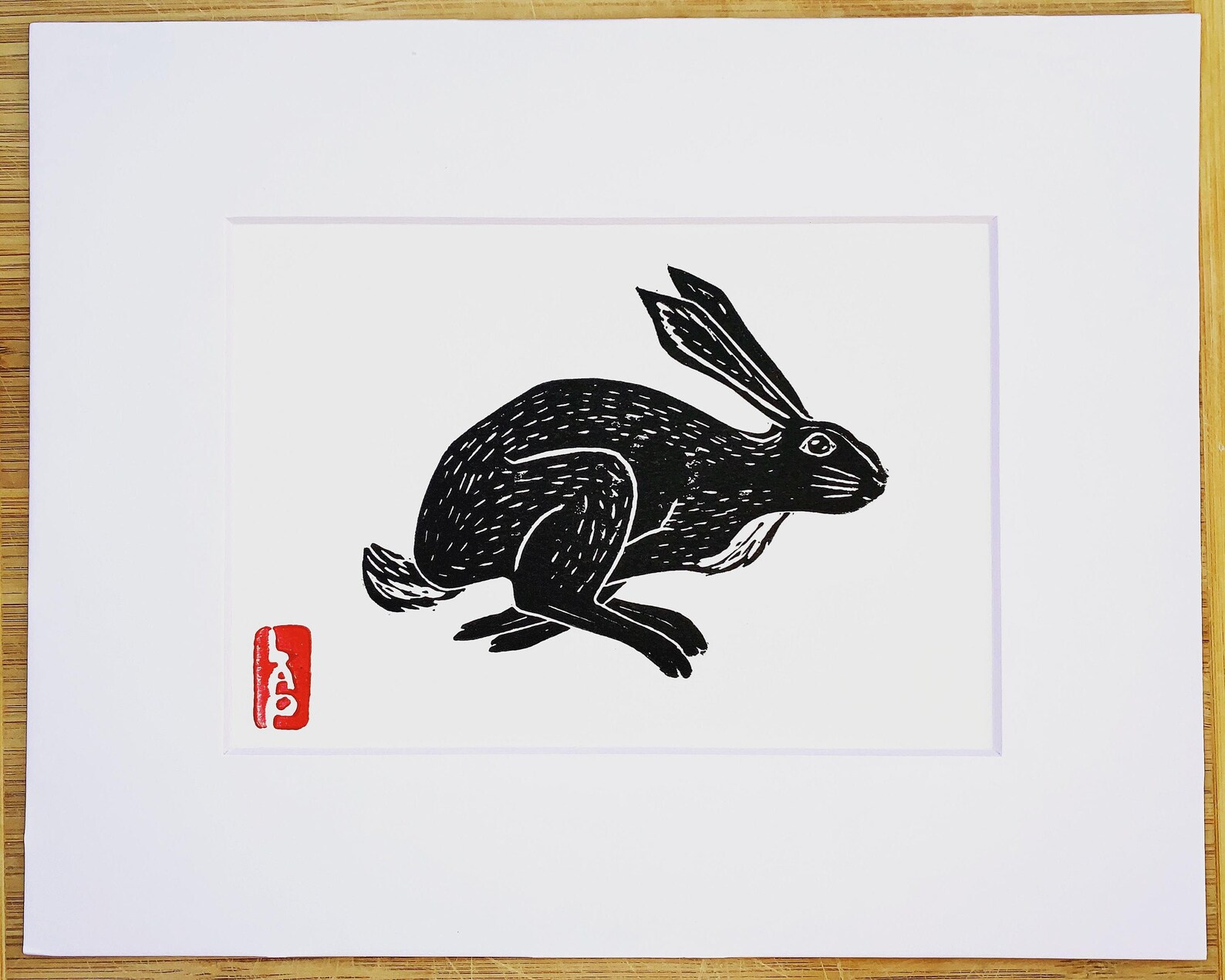 Hare Rabbit Lino Print Woodland Animals Collection Linocut - Etsy