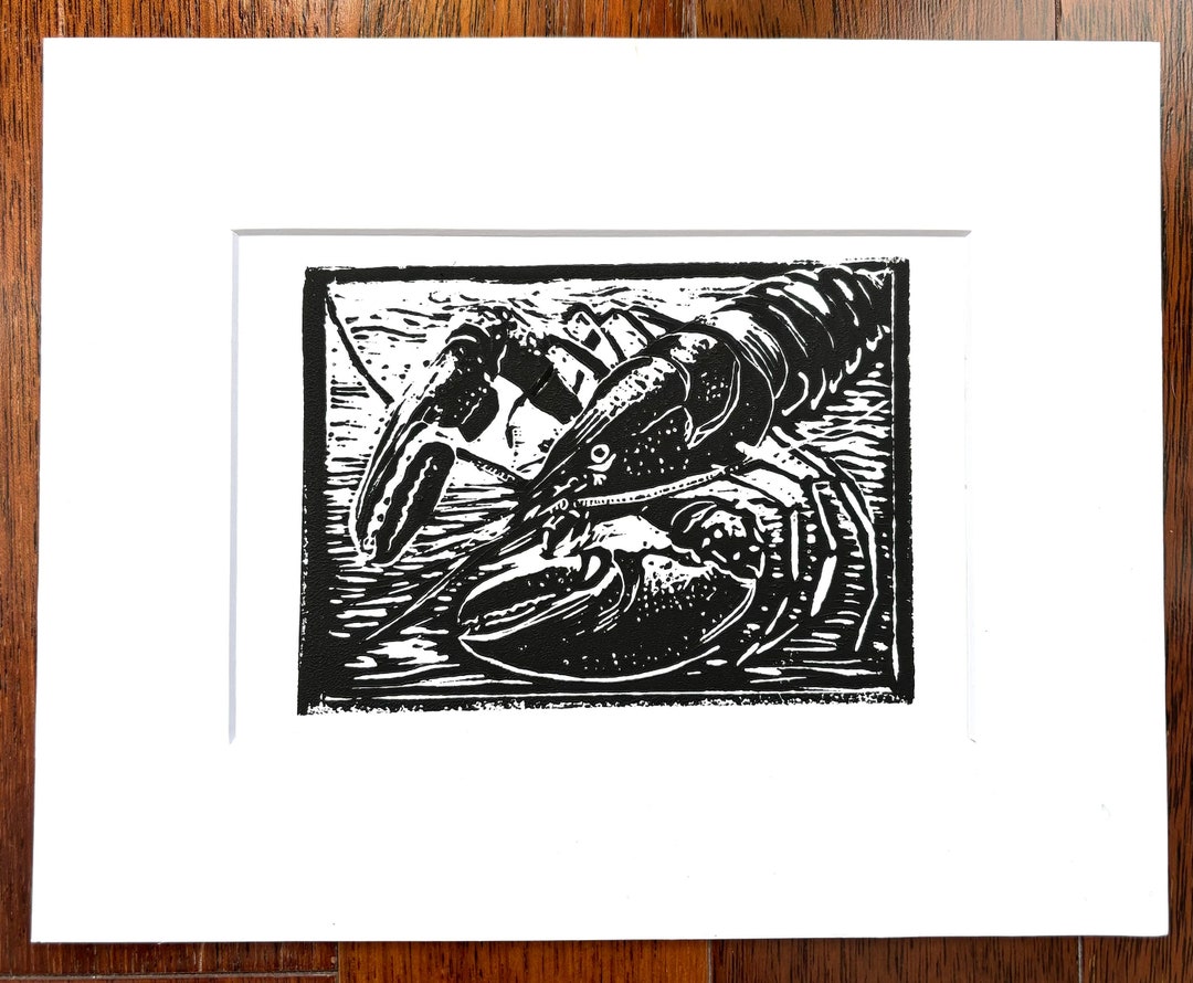 Lobster Crayfish Crawdad Linocut Block Print - Etsy