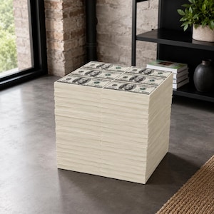 Resin Money Stack Stool, Dollar Print Side Table, Man Cave Accent, Banded or Unbanded