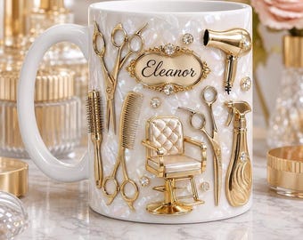 Gepersonaliseerde kappermok, aangepaste naam kapper koffiemok, kapper cadeau, mok saloneigenaar, cosmetologie afstudeercadeau