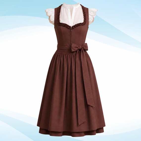 brown oktoberfest dress Chocolate Dirndl Women, Custom Size Bavarian Oktoberfest, Handmade Trachten 3 Piece Bavaria trachten