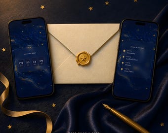 Starry Night Wedding Website with RSVP, Interactive Wedding Invitation, Animated Digital Wedding Invitation, Navy Night Sky Save the Date